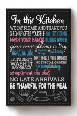 In This Kitchen Thankful Quote Gift For Chef Kitchen Decor Canvas Wrapped Canvas 8x10