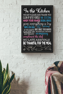 In This Kitchen Thankful Quote Gift For Chef Kitchen Decor Canvas Wrapped Canvas 12x16