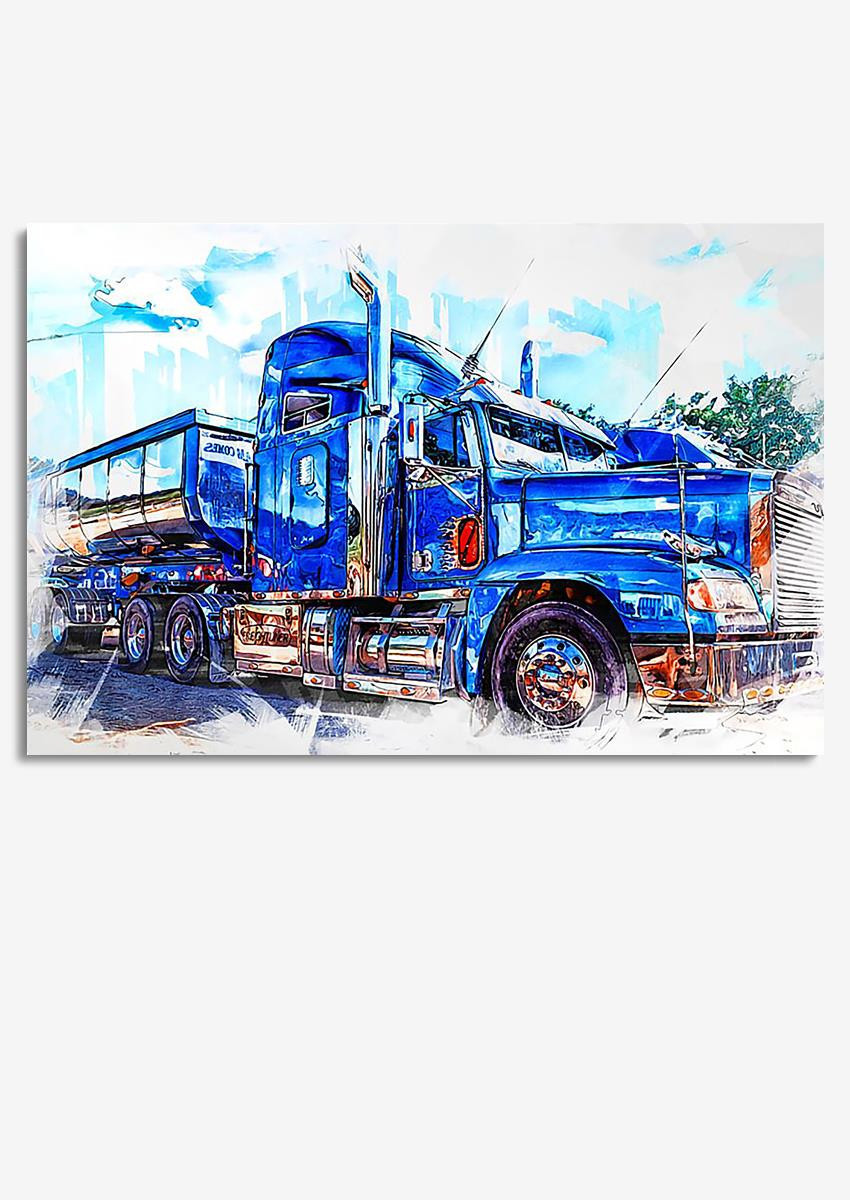 Truck Art Truck Driver Wall Decor Gift For Trucker Wrapped Canvas 8x10
