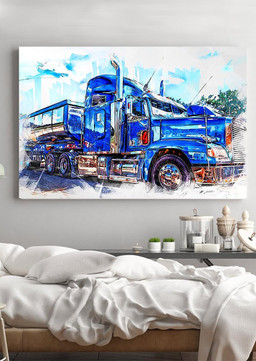 Truck Art Truck Driver Wall Decor Gift For Trucker Wrapped Canvas 12x16