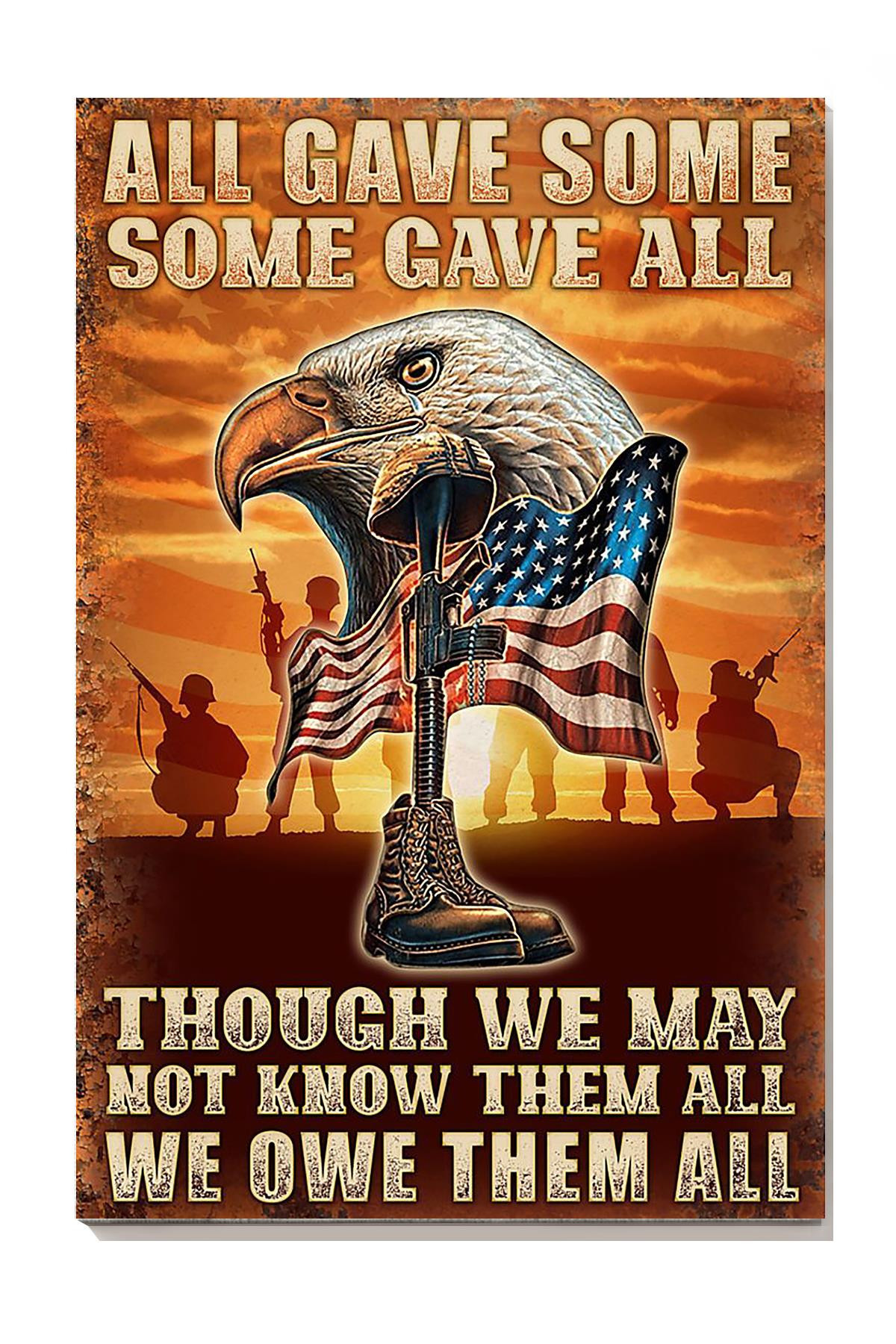 We Owe Them All Veteran Gallery Canvas Painting For Home Military Zone Decor Canvas Framed Prints, Canvas Paintings Wrapped Canvas 8x10