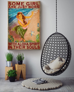 Some Girl Are Just Born With Aloha Spirit In Their Souls Hawaii Canvas For Mermaid Fan Kids Room Decor Canvas Wrapped Canvas 16x24