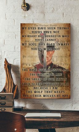The Marines' Hymn Lyrics Song Gallery Canvas Painting Motivation Gift For Soldier Warrior Veteran Canvas Framed Prints, Canvas Paintings Wrapped Canvas 12x16