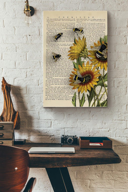 Sunflowers And Bee Color Drawing On Chemistry Book Canvas Canvas Gallery Painting Wrapped Canvas  Wrapped Canvas 12x16
