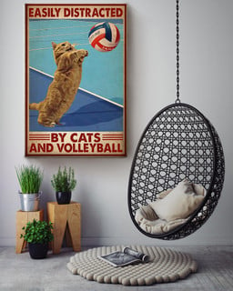 Volleyball Easily Distracted By Cats And Volleyball Gallery Canvas Painting For Volleyball Lover Canvas Framed Prints, Canvas Paintings Wrapped Canvas 16x24