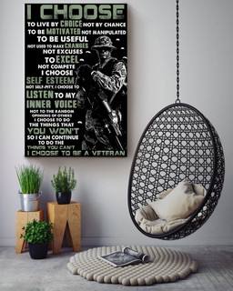 Veteran I Choose To Live By Choice Not By Chance Veteran Gallery Canvas Painting For Military Zone Decor Canvas Framed Prints, Canvas Paintings Wrapped Canvas 16x24