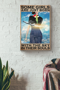 Some Girl Are Just Born With The Sky In Their Souls China Female Flight Attendant Uniform Canvas Canvas Gallery Painting Wrapped Canvas  Wrapped Canvas 8x10