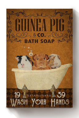 Wash Your Hands Canvas For Bathroom Decor Guinea Pig Lover Canvas Wrapped Canvas 8x10