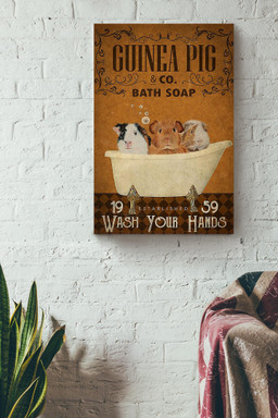Wash Your Hands Canvas For Bathroom Decor Guinea Pig Lover Canvas Wrapped Canvas 12x16