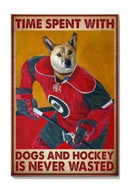 Shepherd Time Spent With Dogs And Hockey Is Never Wasted Dog Gallery Canvas Painting For Gift For Dog Lover Hockey Player Canvas Gallery Painting Wrapped Canvas Framed Prints, Canvas Paintings Wrapped Canvas 8x10