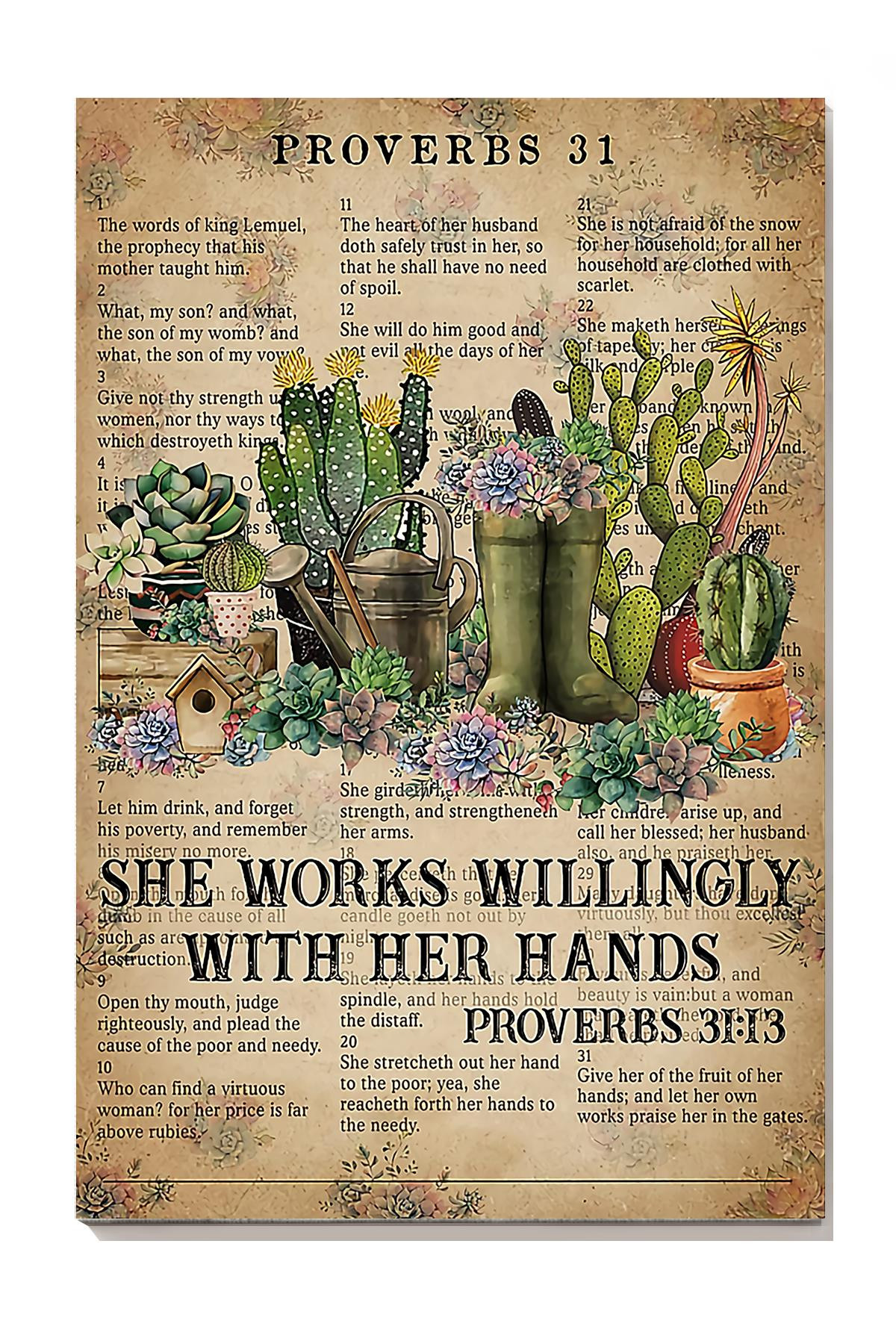 She Works Willingly With Her Hands Inspirational Garden Quotes Gallery Canvas Painting For Canvas Gallery Painting Wrapped Canvas Framed Prints, Canvas Paintings Wrapped Canvas 8x10