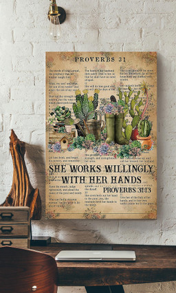 She Works Willingly With Her Hands Inspirational Garden Quotes Gallery Canvas Painting For Canvas Gallery Painting Wrapped Canvas Framed Prints, Canvas Paintings Wrapped Canvas 12x16
