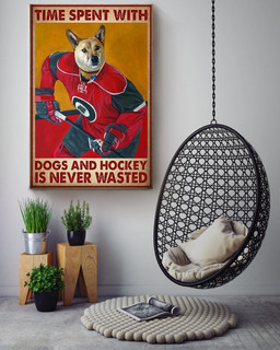 Shepherd Time Spent With Dogs And Hockey Is Never Wasted Dog Gallery Canvas Painting For Gift For Dog Lover Hockey Player Canvas Gallery Painting Wrapped Canvas Framed Prints, Canvas Paintings Wrapped Canvas 16x24