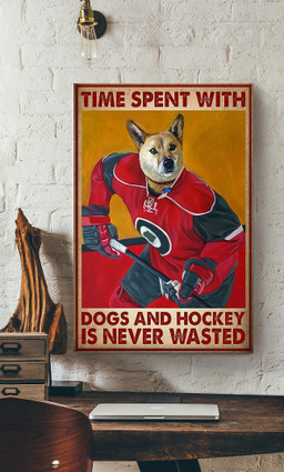 Shepherd Time Spent With Dogs And Hockey Is Never Wasted Dog Gallery Canvas Painting For Gift For Dog Lover Hockey Player Canvas Gallery Painting Wrapped Canvas Framed Prints, Canvas Paintings Wrapped Canvas 12x16