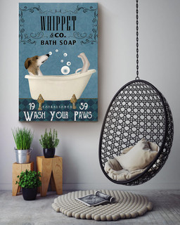Wash Your Pasws Canvas Bathroom Wall Decor For Whippet Foster Dog Lover Canvas Wrapped Canvas 16x24