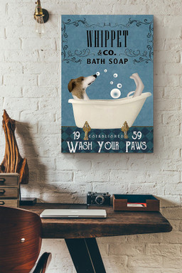 Wash Your Pasws Canvas Bathroom Wall Decor For Whippet Foster Dog Lover Canvas Wrapped Canvas 20x30