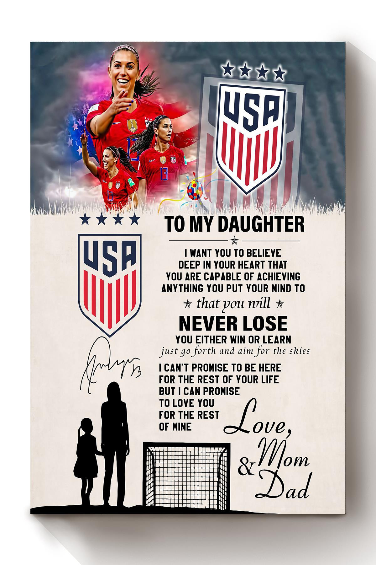 Usa Soccer Alex Morgan Mom Dad To Daughter Usa Gallery Canvas Painting Gift For Native American Indigenous American Housewarming Canvas Framed Prints, Canvas Paintings Wrapped Canvas 8x10