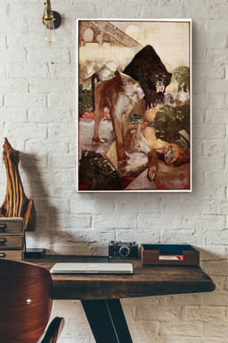 The Jungle Book Fairy Tales The Monkey Fight Illustrations By Edward Detmold Canvas Wrapped Canvas 20x30