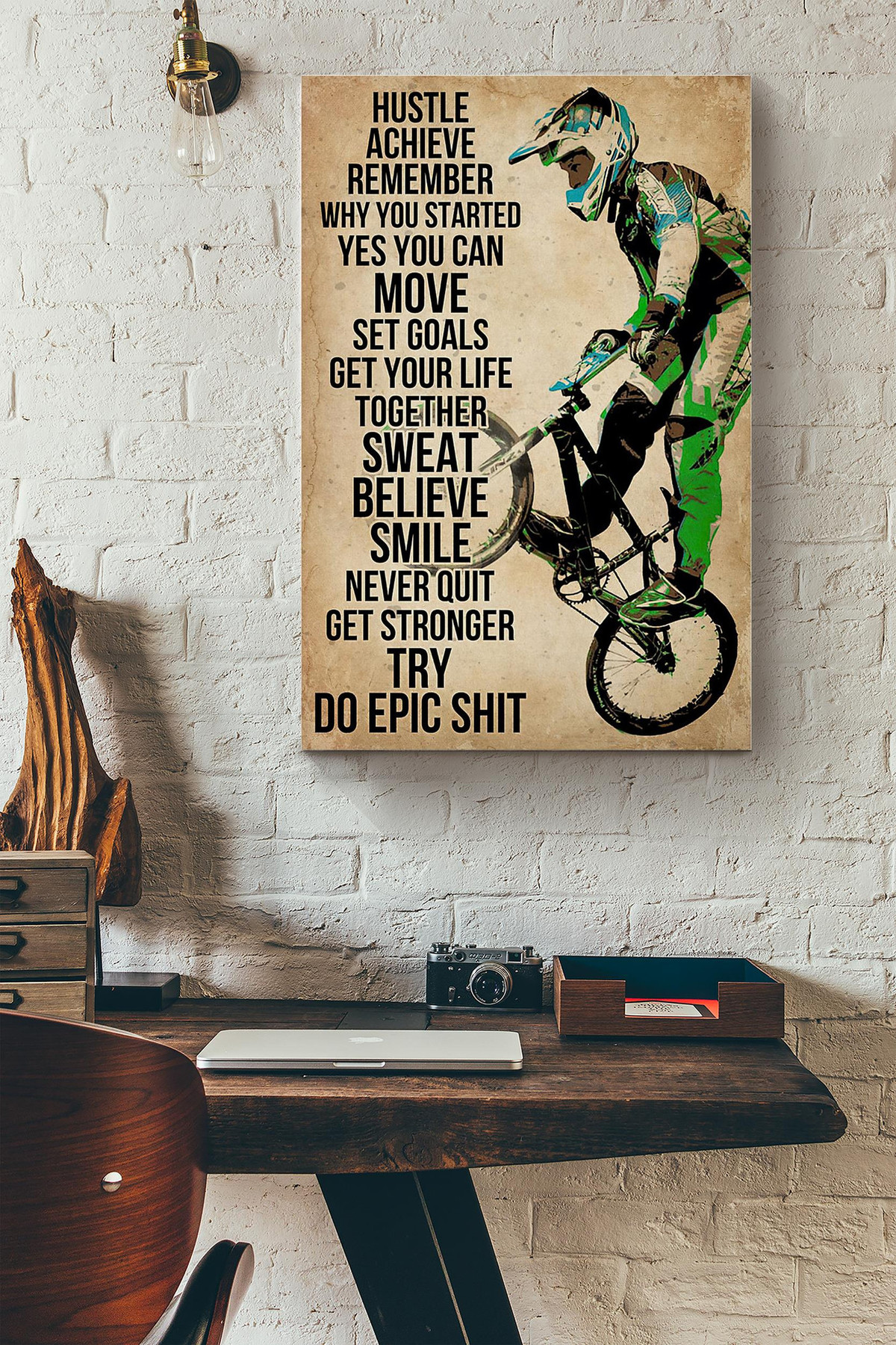 Bmx Bike Never Quit Get Stronger Try Do Epic Shit Canvas Painting Ideas, Canvas Hanging Prints, Gift Idea Framed Prints, Canvas Paintings Wrapped Canvas 8x10