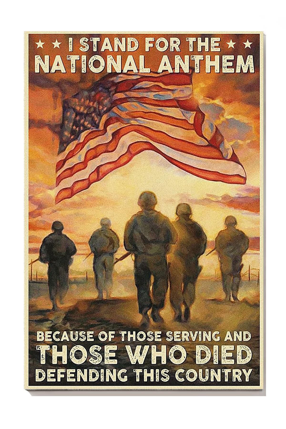 Veteran I Stand For The National Anthem Veteran Gallery Canvas Painting Gift For Soldier Veterans Day Canvas Framed Prints, Canvas Paintings Wrapped Canvas 8x10