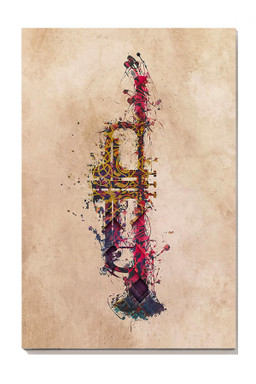Watercolor Trumpet Gallery Canvas Painting For Trumpet Lover Music Theatre Decor Canvas Gallery Painting Wrapped Canvas Framed Prints, Canvas Paintings Wrapped Canvas 8x10
