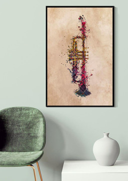 Watercolor Trumpet Gallery Canvas Painting For Trumpet Lover Music Theatre Decor Canvas Gallery Painting Wrapped Canvas Framed Prints, Canvas Paintings Wrapped Canvas 20x30
