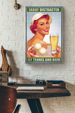 Easily Distracted By Tennis And Beer Woman Play Tennis Canvas Painting Ideas, Canvas Hanging Prints, Gift Idea Framed Prints, Canvas Paintings Wrapped Canvas 12x16