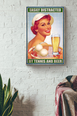 Easily Distracted By Tennis And Beer Woman Play Tennis Canvas Painting Ideas, Canvas Hanging Prints, Gift Idea Framed Prints, Canvas Paintings Wrapped Canvas 8x10