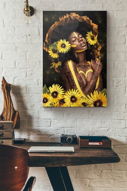 Afro Girl Sunflower I Am Enough Successful Strong Talented Smart Pretty Important Good Kind Beautiful Bold Canvas Painting Ideas, Canvas Hanging Prints, Gift Idea Framed Prints, Canvas Paintings Wrapped Canvas 8x10
