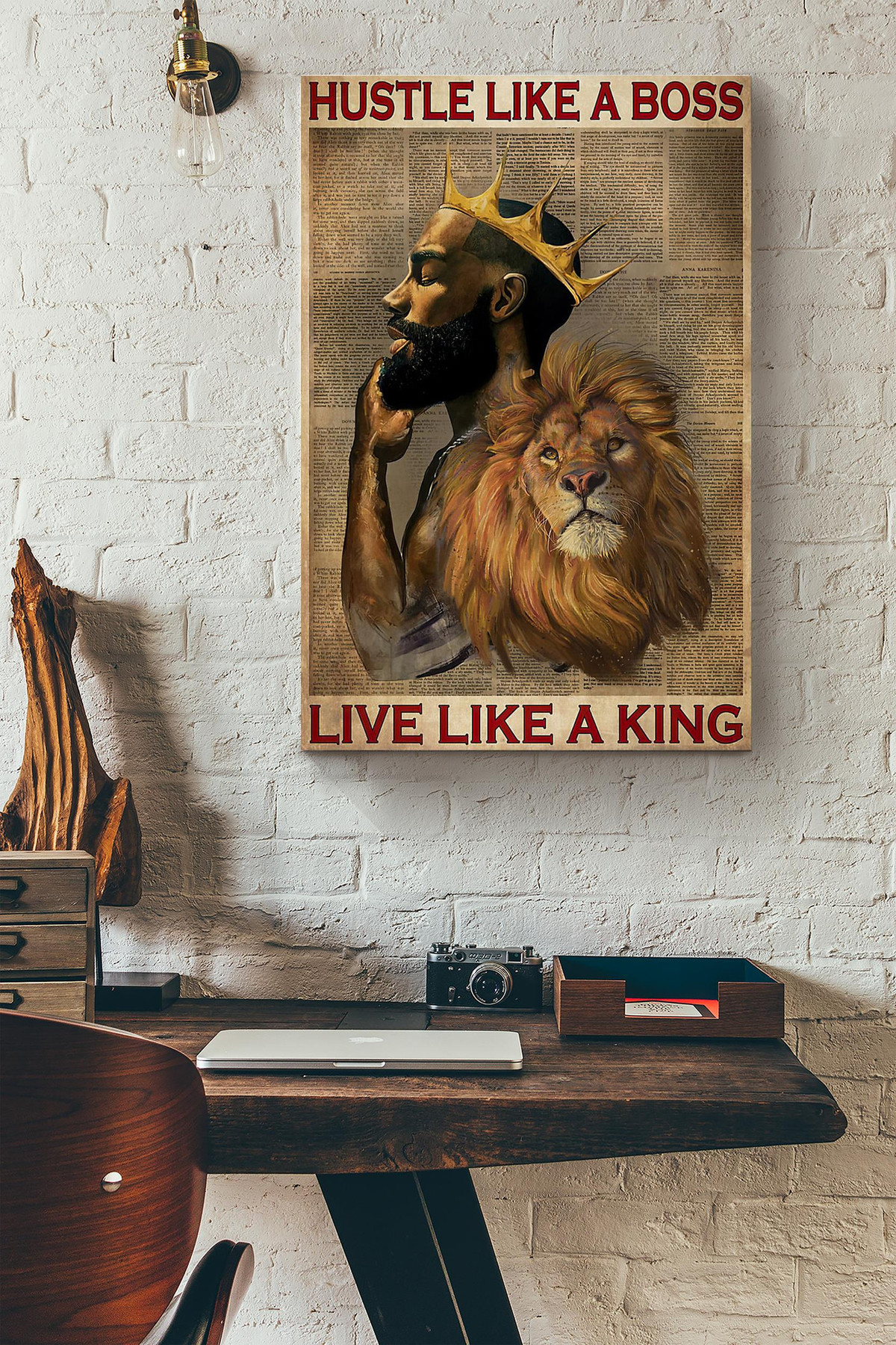 Afro Hustle Like A Boss Live Like A King Lion Dictionary Canvas Painting Ideas, Canvas Hanging Prints, Gift Idea Framed Prints, Canvas Paintings Wrapped Canvas 8x10