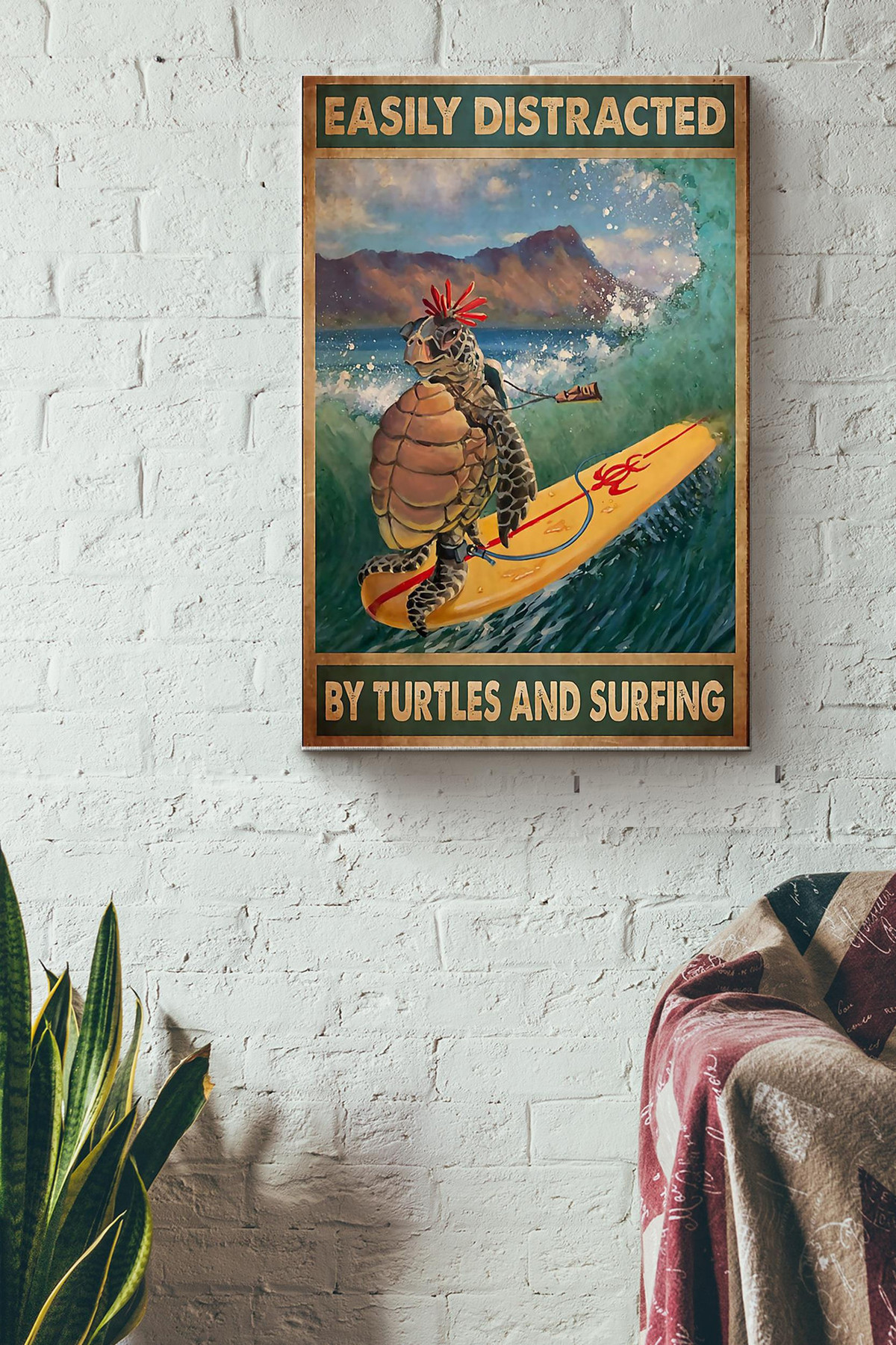 Easily Distracted By Turtles And Surfing Wrapped Canvas Wrapped Canvas 8x10