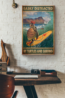 Easily Distracted By Turtles And Surfing Wrapped Canvas Wrapped Canvas 12x16