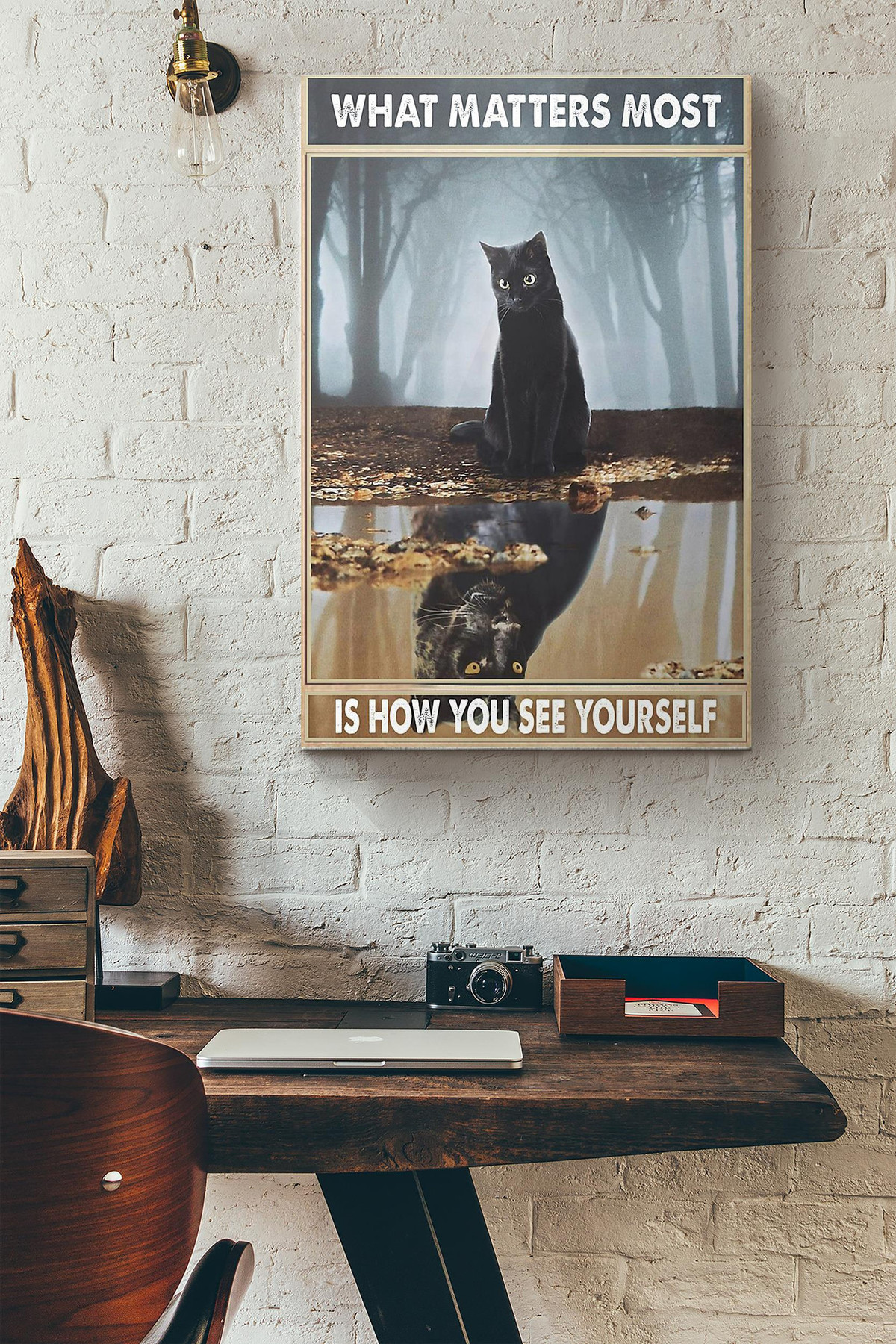 Black Cat What Matters Most Is How You See Yourself Canvas Painting Ideas, Canvas Hanging Prints, Gift Idea Framed Prints, Canvas Paintings Wrapped Canvas 8x10