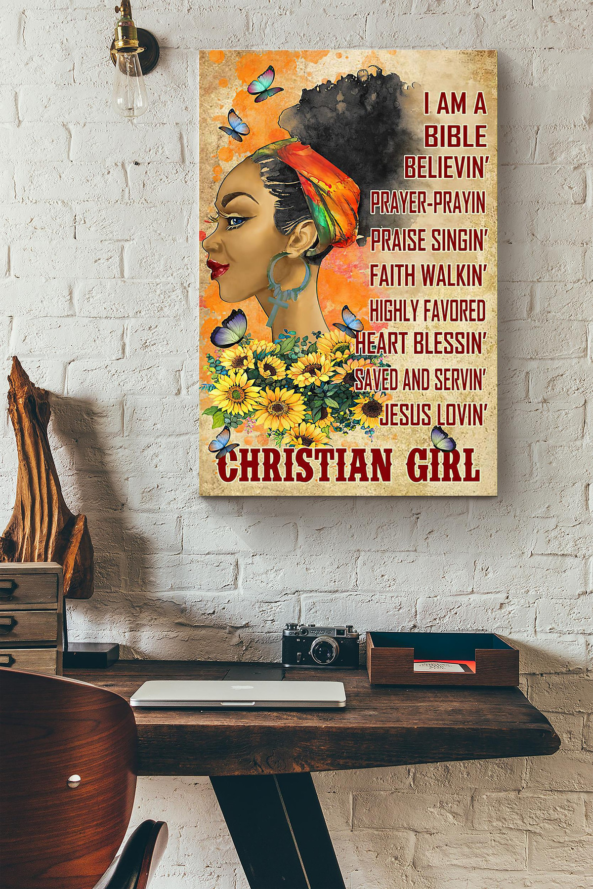 Christian Girl Sunflower I Am A Bible Believin Canvas Painting Ideas, Canvas Hanging Prints, Gift Idea Framed Prints, Canvas Paintings Wrapped Canvas 8x10
