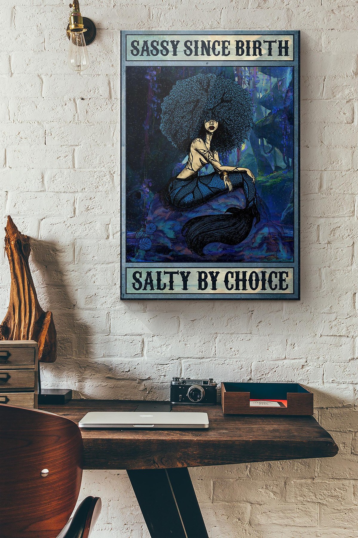 Afro Mermaid Sassy Since Birth Salty By Choice Canvas Painting Ideas, Canvas Hanging Prints, Gift Idea Framed Prints, Canvas Paintings Wrapped Canvas 8x10