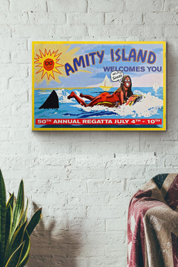 Amity Island Welcomes You Canvas Painting Ideas, Canvas Hanging Prints, Gift Idea Framed Prints, Canvas Paintings Wrapped Canvas 12x16