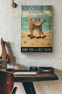 Abyssinian Cat Beach Life Sandy Toes And Salty Kisses Canvas Painting Ideas, Canvas Hanging Prints, Gift Idea Framed Prints, Canvas Paintings Wrapped Canvas 8x10