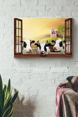 Cows Farm Window Canvas Painting Ideas, Canvas Hanging Prints, Gift Idea Framed Prints, Canvas Paintings Wrapped Canvas 12x16