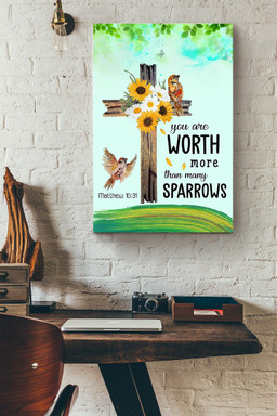 Birds Sunflower Cross You Are Worth More Than Many Sparrows Canvas Painting Ideas, Canvas Hanging Prints, Gift Idea Framed Prints, Canvas Paintings Wrapped Canvas 8x10