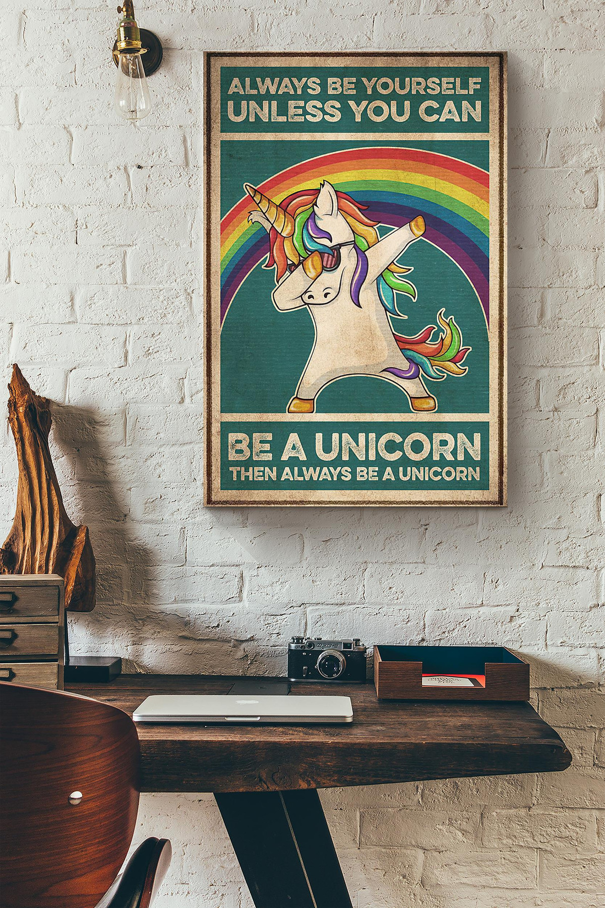 Always Be Yourself Unless You Can Be A Unicorn Rainbow Dabbing Canvas Painting Ideas, Canvas Hanging Prints, Gift Idea Framed Prints, Canvas Paintings Wrapped Canvas 8x10