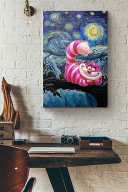 Alice In Wonderland Cheshire Cat Starry Night Vincent Van Gogh Canvas Painting Ideas, Canvas Hanging Prints, Gift Idea Framed Prints, Canvas Paintings Wrapped Canvas 8x10