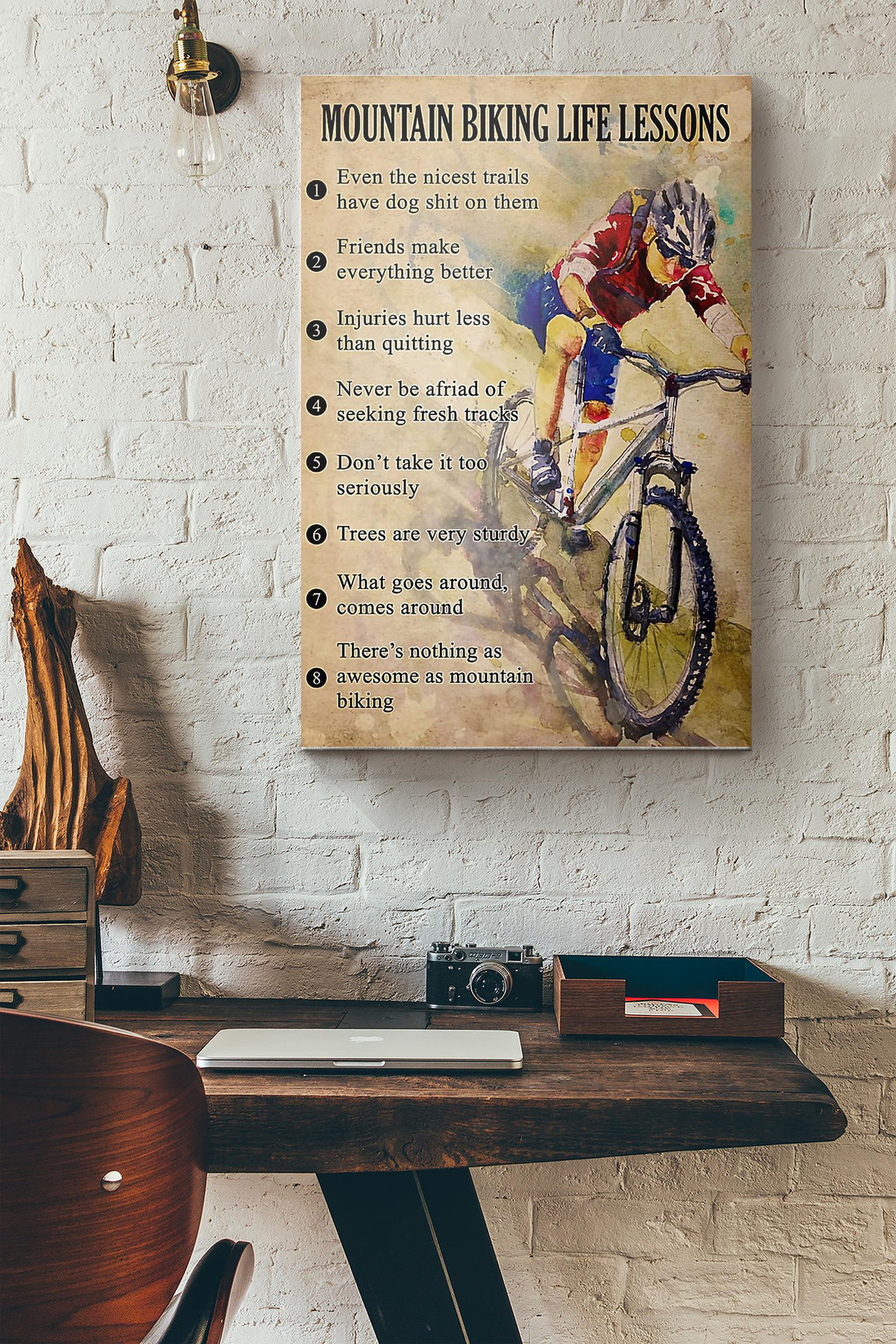 Cycling Mountain Biking Life Lessons Canvas Painting Ideas, Canvas Hanging Prints, Gift Idea Framed Prints, Canvas Paintings Wrapped Canvas 8x10