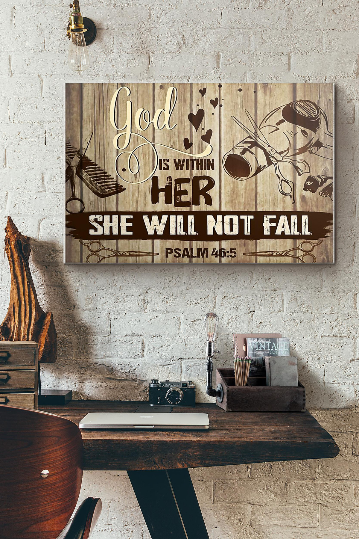 Hairstylist God Is Within Her She Will Not Fall Canvas Painting Ideas, Canvas Hanging Prints, Gift Idea Framed Prints, Canvas Paintings Wrapped Canvas 8x10