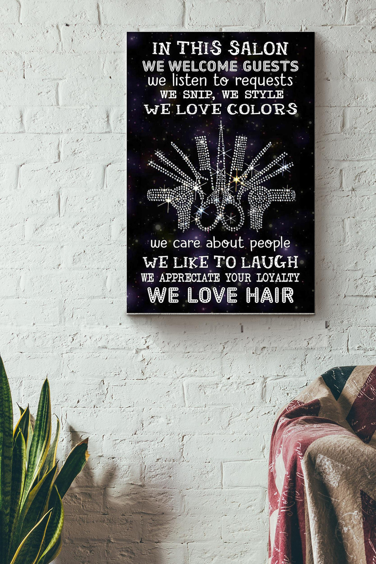 Hairstylist In This Salon We Welcome Guests And We Love Hair Hair Salon Canvas Painting Ideas, Canvas Hanging Prints, Gift Idea Framed Prints, Canvas Paintings Wrapped Canvas 8x10