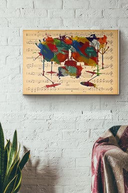 Drummer Colorful Drumset Music Sheet Canvas Painting Ideas, Canvas Hanging Prints, Gift Idea Framed Prints, Canvas Paintings Wrapped Canvas 12x16