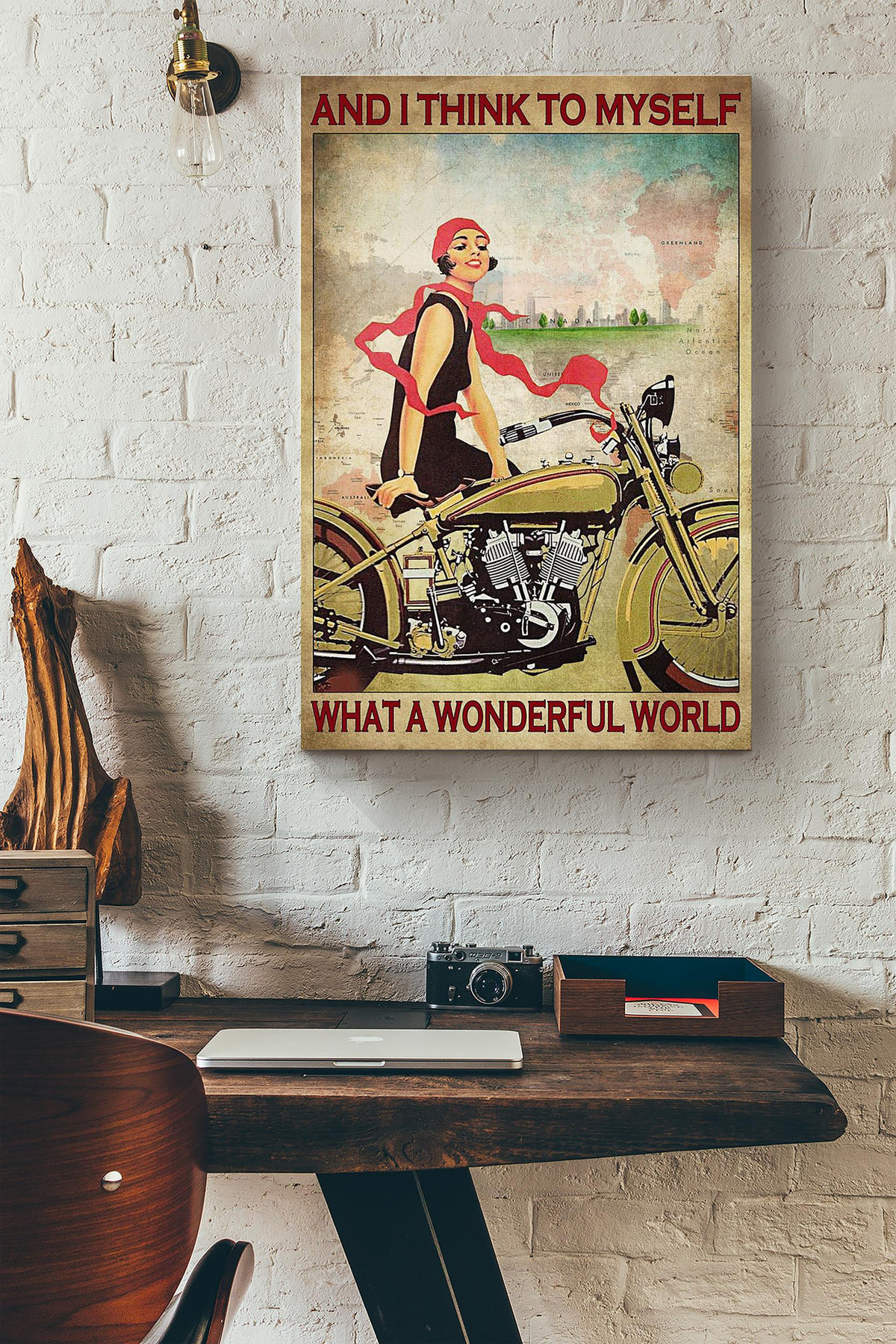 Im A Girl Riding Motorbike And I Think To Myself What A Wonderful World Canvas Painting Ideas, Canvas Hanging Prints, Gift Idea Framed Prints, Canvas Paintings Wrapped Canvas 8x10