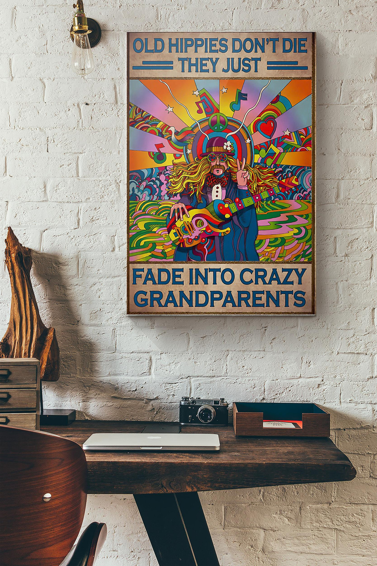 Old Hippies Dont Die They Just Fade Into Crazy Grandparents Canvas Painting Ideas, Canvas Hanging Prints, Gift Idea Framed Prints, Canvas Paintings Wrapped Canvas 8x10