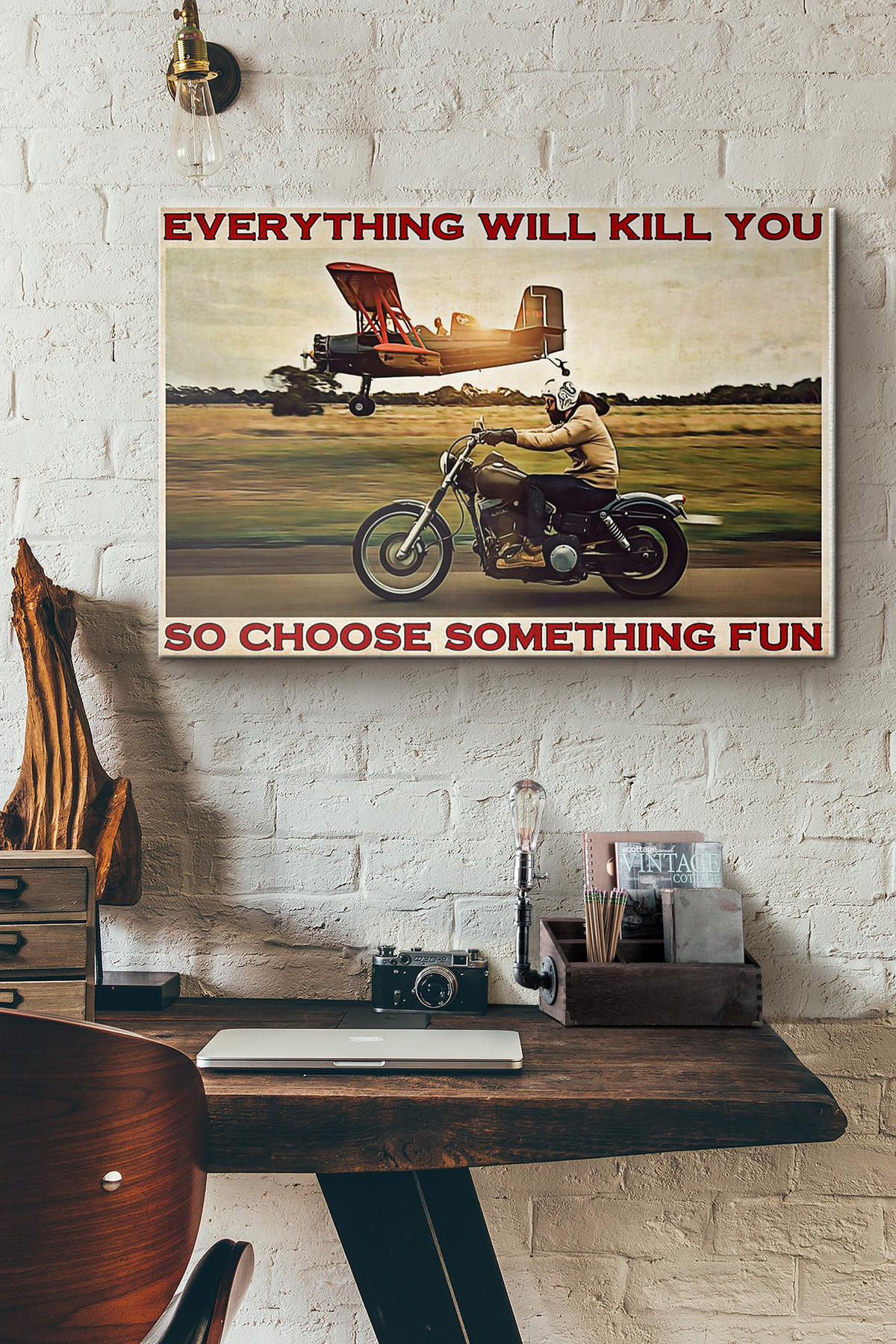Motorbike Everything Will Kill You So Choose Something Fun Canvas Painting Ideas, Canvas Hanging Prints, Gift Idea Framed Prints, Canvas Paintings Wrapped Canvas 8x10