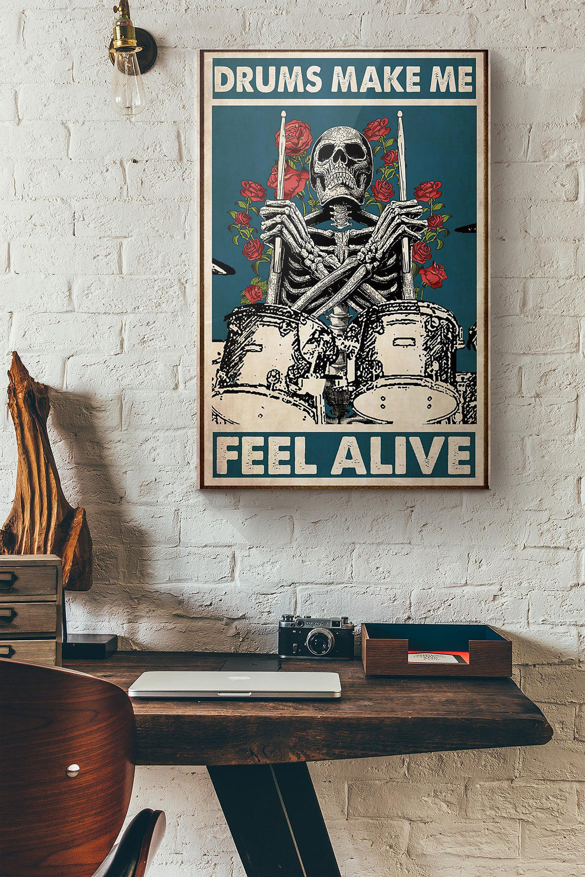 Skull Skeleton Drummer Drums Make Me Feel Alive Canvas Painting Ideas, Canvas Hanging Prints, Gift Idea Framed Prints, Canvas Paintings Wrapped Canvas 8x10