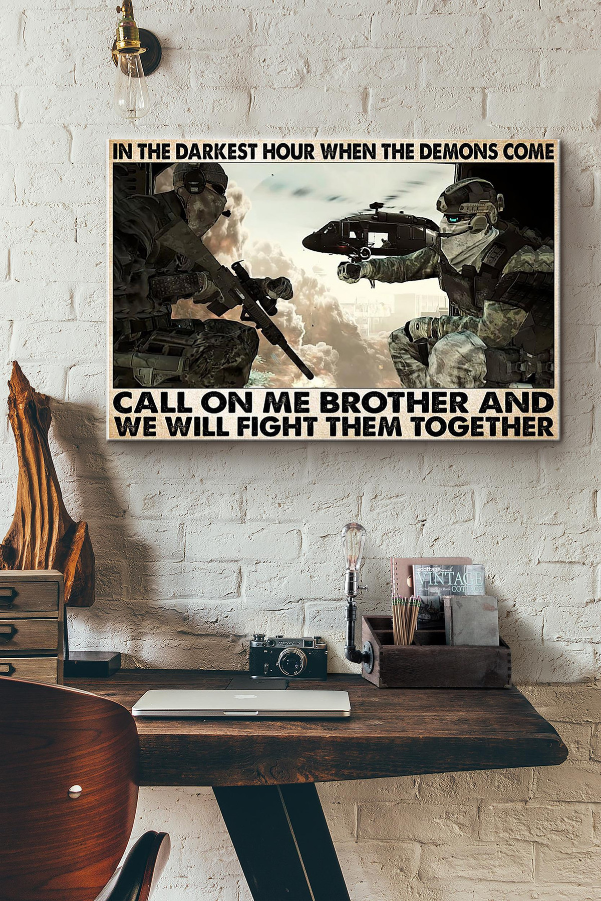 Soldiers In The Darkest Hour When The Demons Come Call On Me Brother And We Will Fight Them Together Canvas Painting Ideas, Canvas Hanging Prints, Gift Idea Framed Prints, Canvas Paintings Wrapped Canvas 8x10